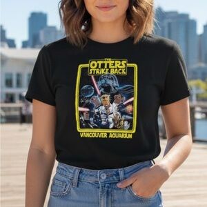 Vancouver Aquarium Otters Strike Back Star Wars Parody Graphic Tee Black M